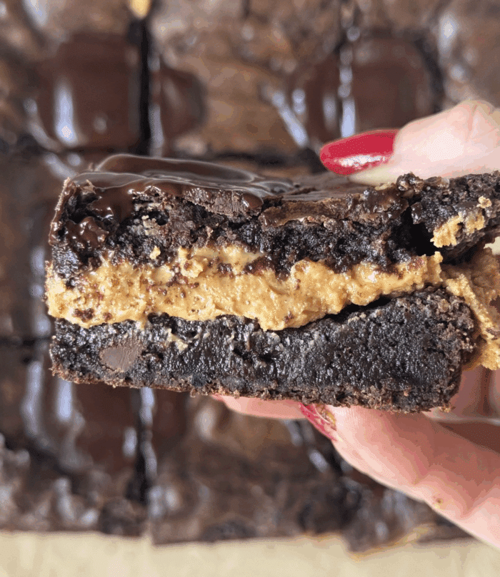 Hand holding Reese's bars.