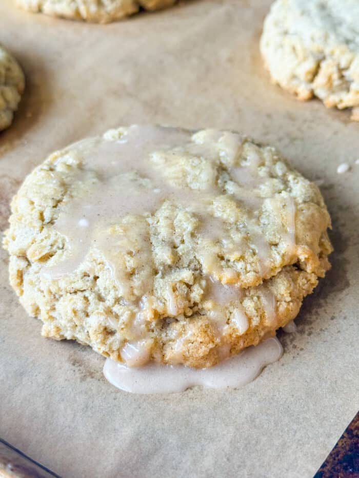 Cookies with cinnamon icing.