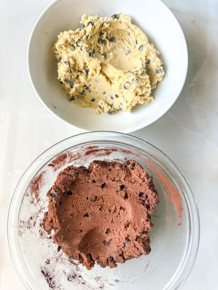 Chocolate and vanilla dough.