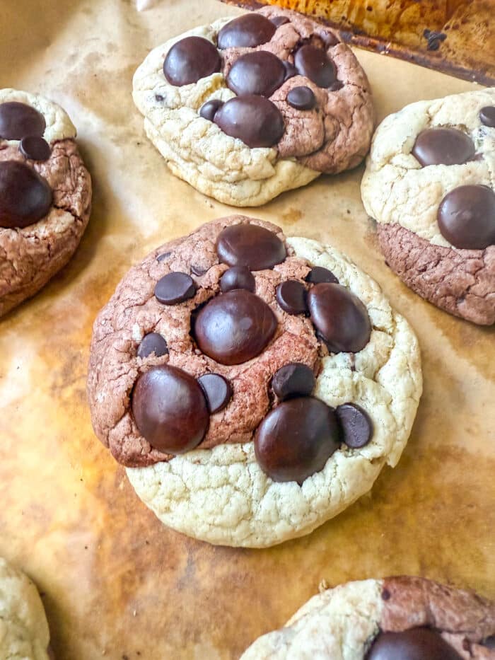 Close up of marble cookies.
