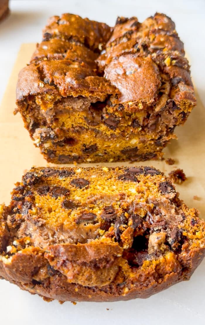 Thick pumpkin bread.