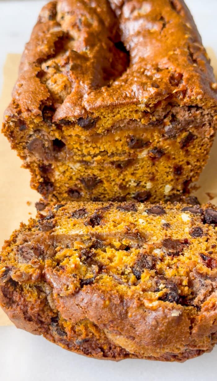 Sliced cookie dough bread.