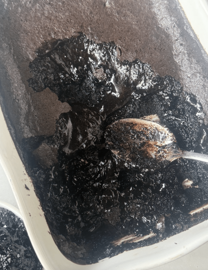 Overhead of pudding.