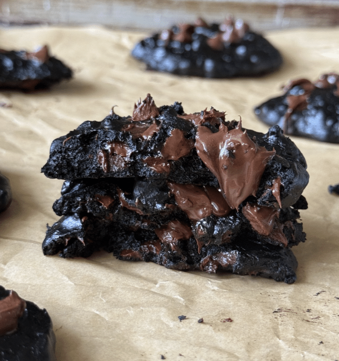 Gooey chocolate protein cookies.