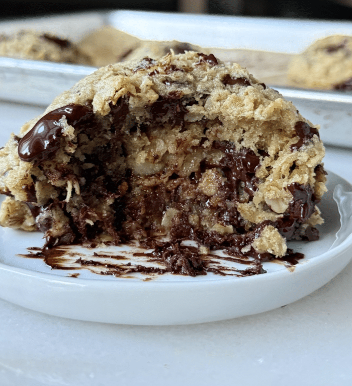 Stack banana bread cookies.