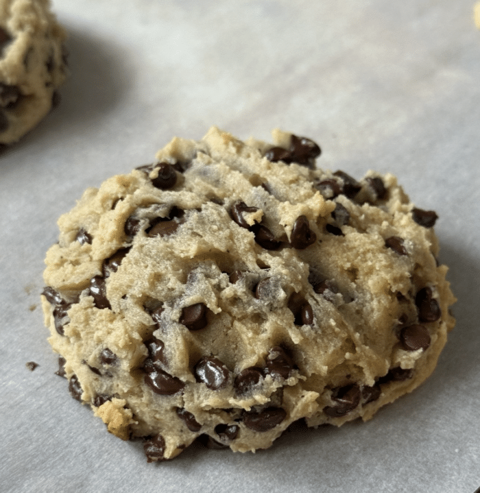 Baked mini chip cookie.
