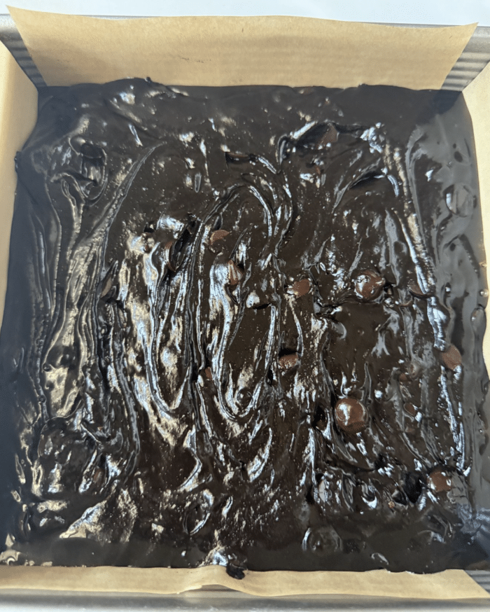 Fudge batter in pan.