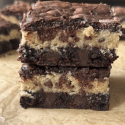 Brownies with cookie dough.