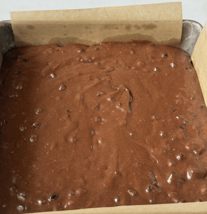 Batter in square pan.