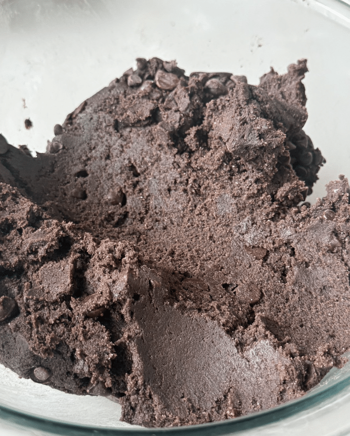 Dark brown dough.