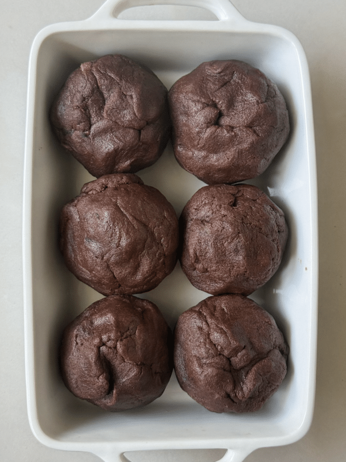 Balls of chocolate dough.