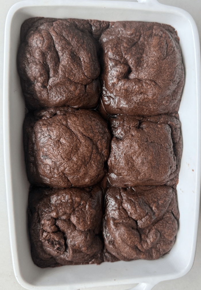 Gooey chocolate scoops.