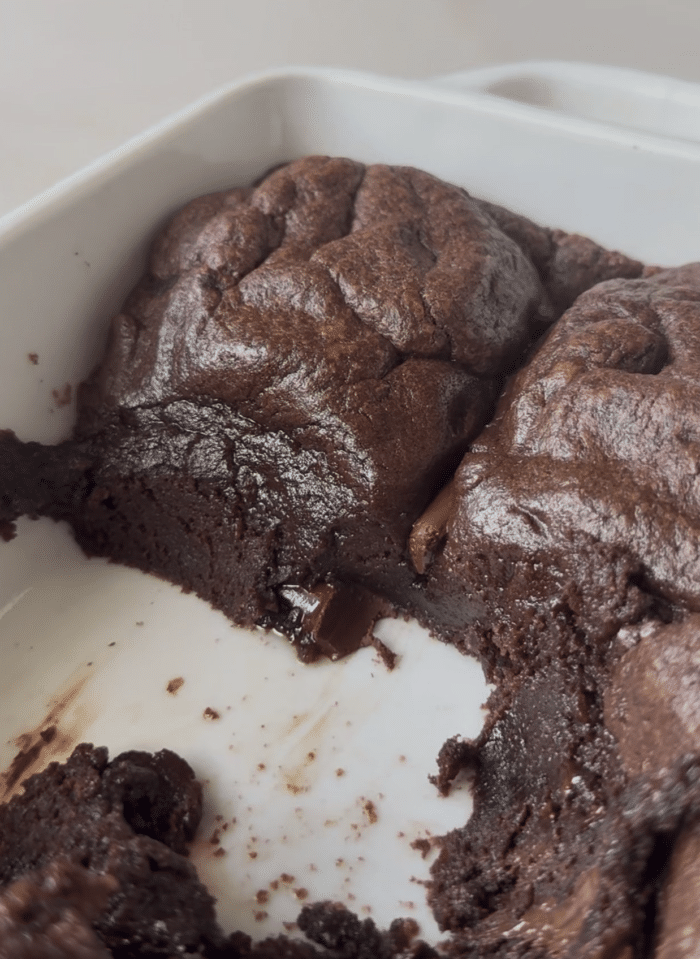 Scoop of chocolate batter.