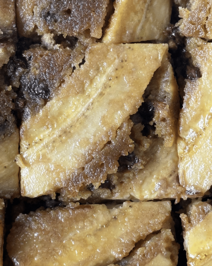 Close up of banana peanut butter bars.
