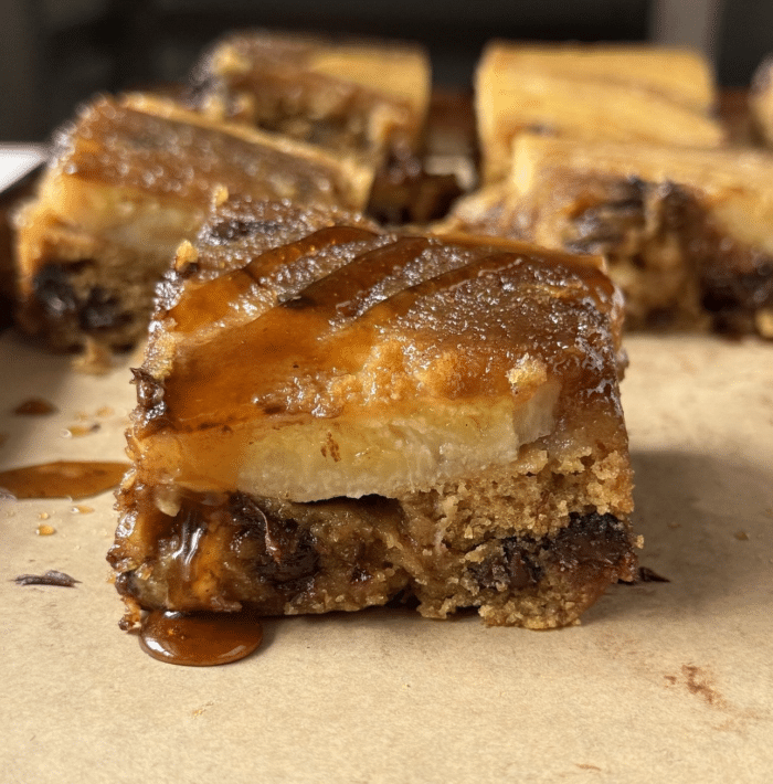Banana upside down peanut butter bars.