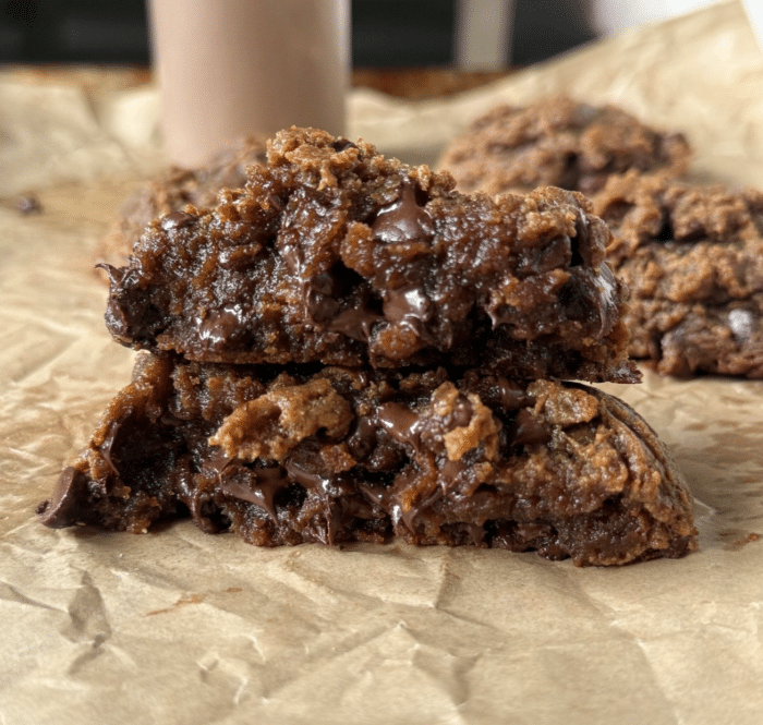 Stack of 4 ingredient peanut butter cookies.