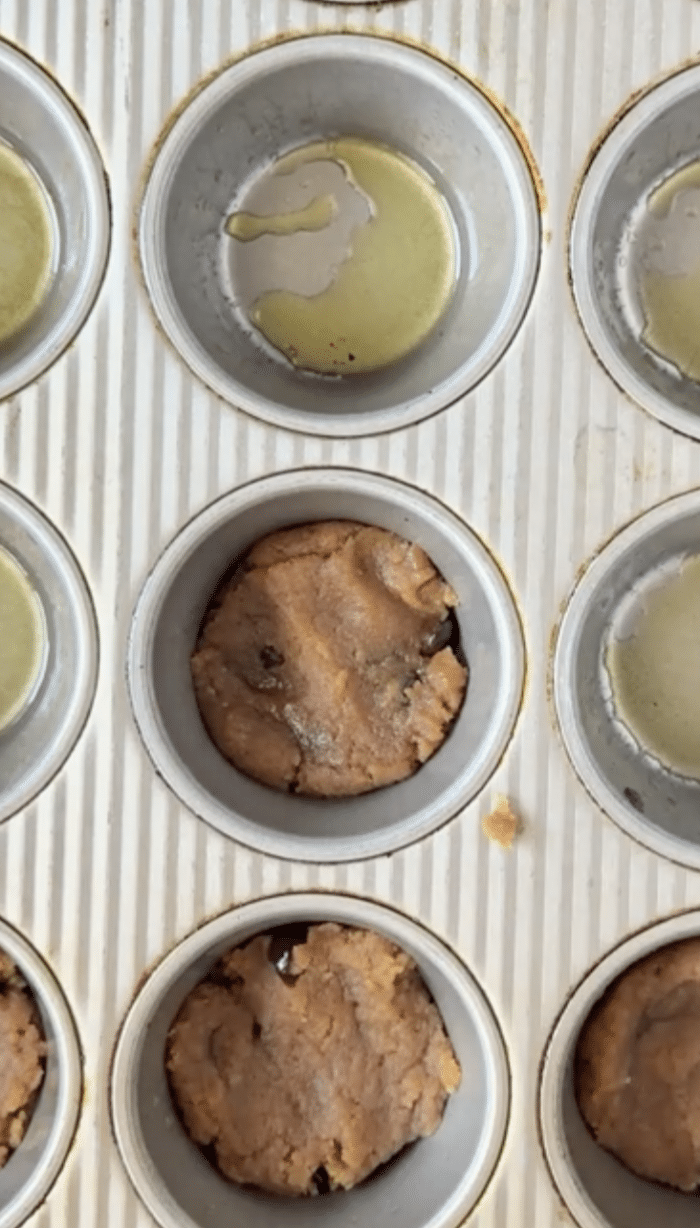 Pressed dough in circle.