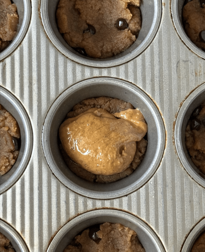 Peanut butter in circle pan.