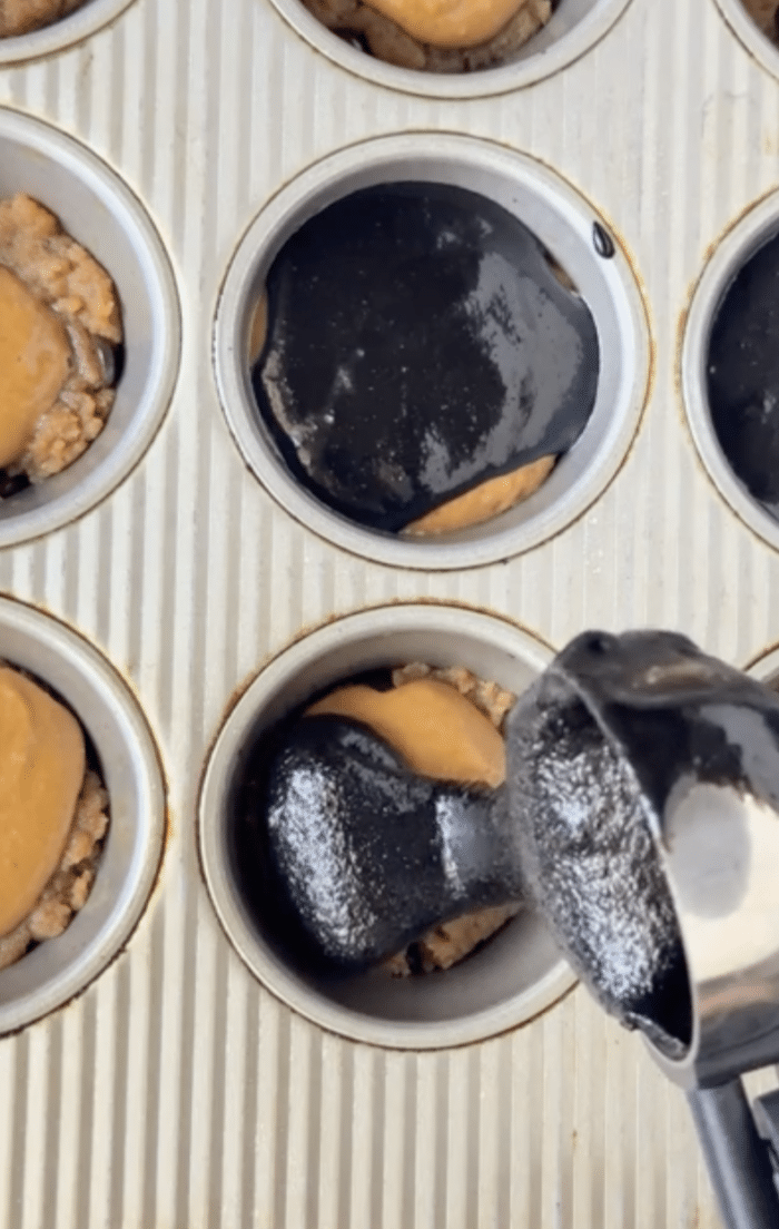 Batter poured into muffin pan.