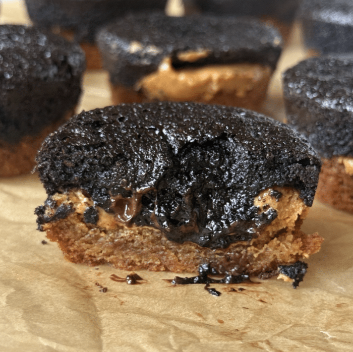 Bite of Brookie muffin.