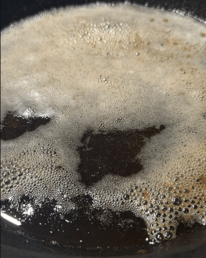 Brown butter in pan.