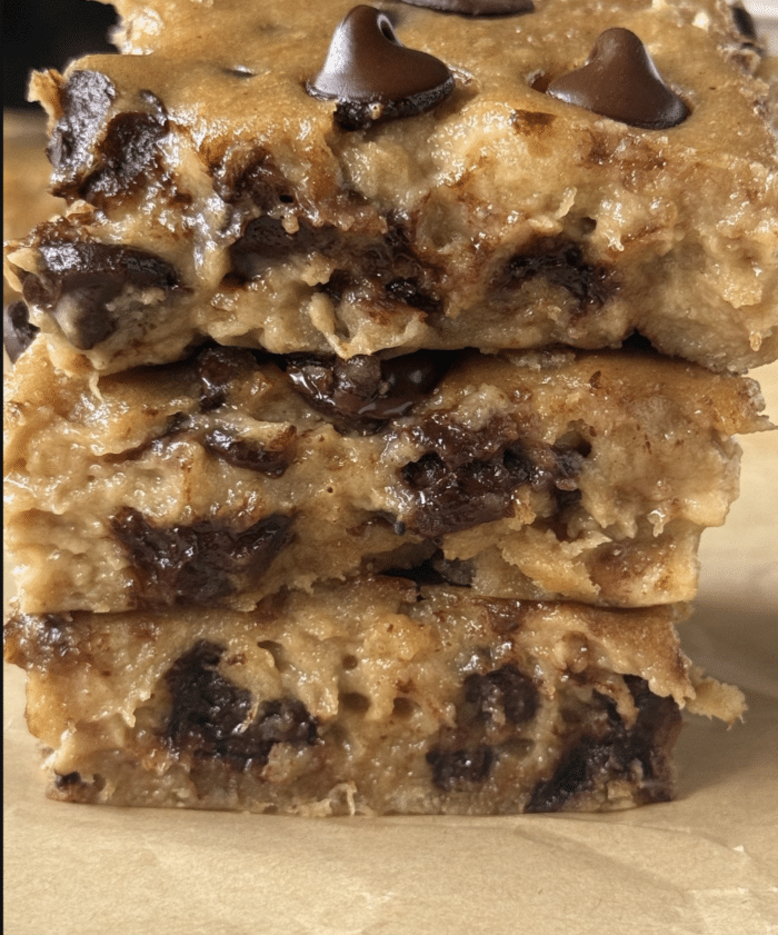 Close up of banana blondies.