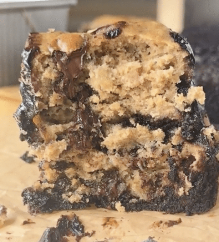 Bite of banana bread Brookies.