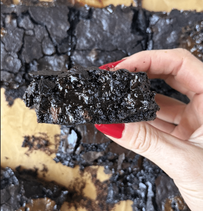 Fudge gooey brownie.