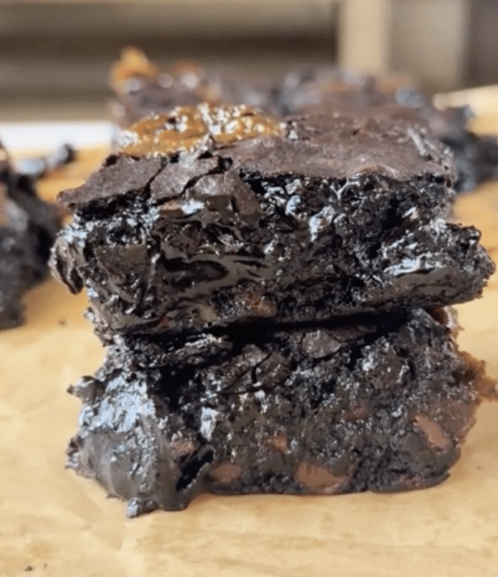 Close up of caramel brownies.