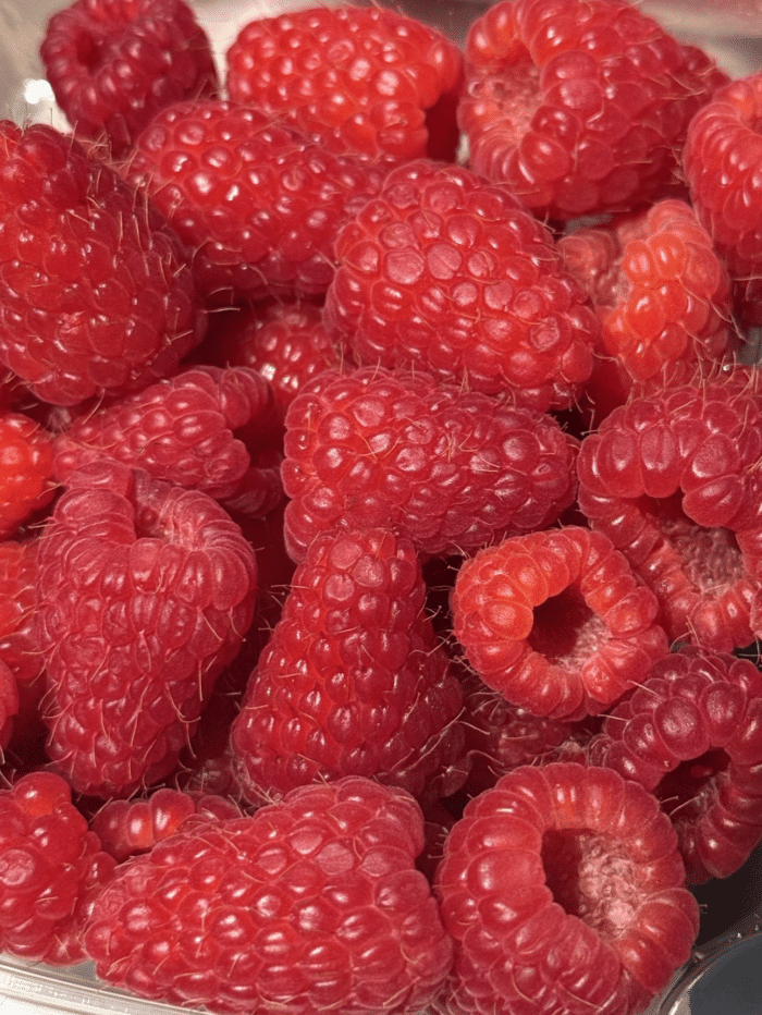 Fresh raspberries.