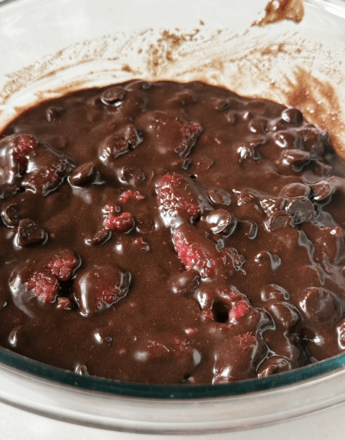 Dark chocolate with raspberries.