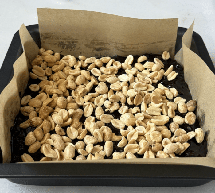 Batter with roasted peanuts.