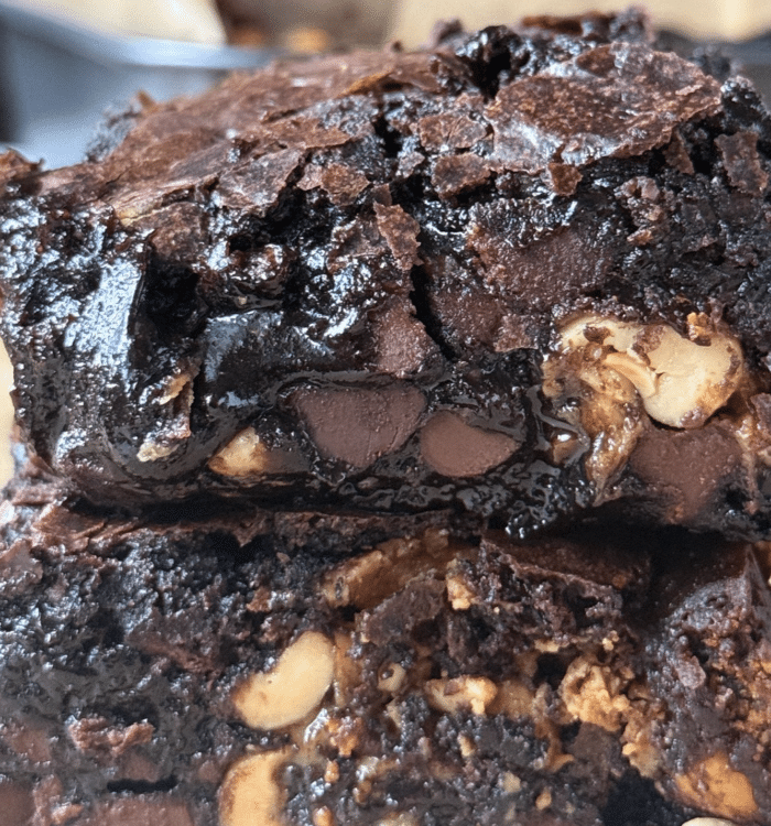 Close up of Snickers brownies.