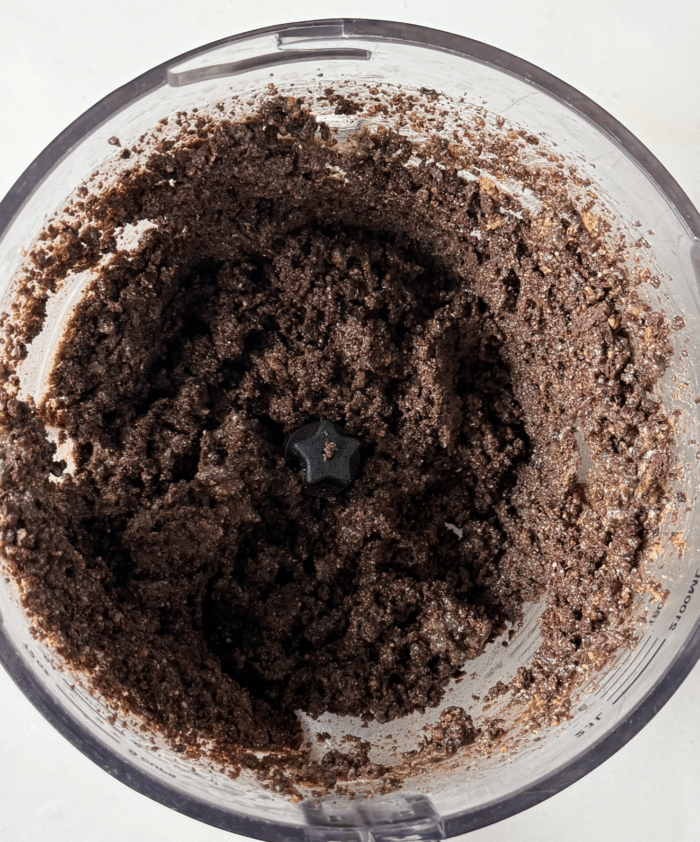 Cookie crumbs in food processor.