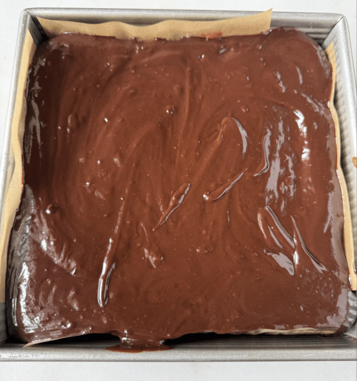 Ganache in square pan.