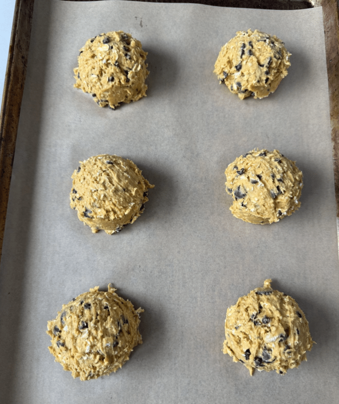 Scoops of orange cookie dough.