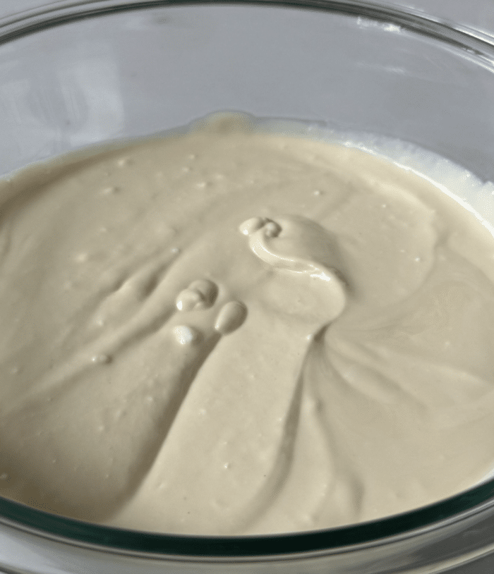 Creamy filling in bowl.