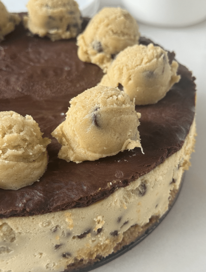 Scoops of dough on ganache.