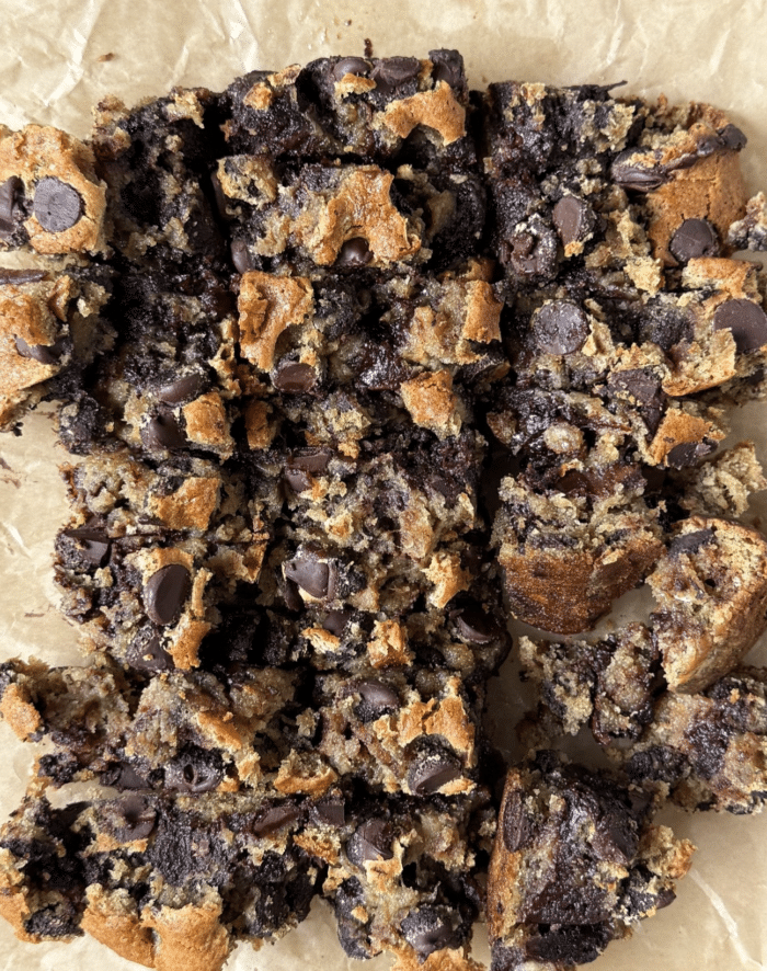 Chopped banana bread.