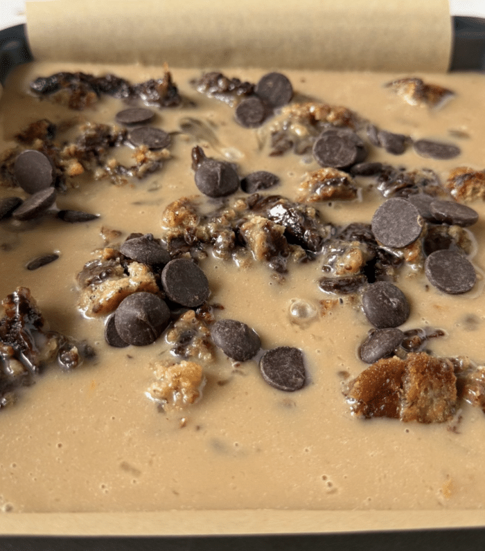 Creamy chocolate chip mixture.