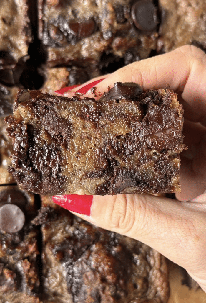 Hands with gooey bars.