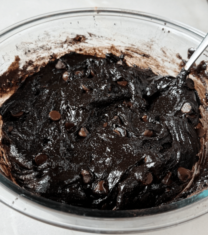 Bowl of brownie batter.