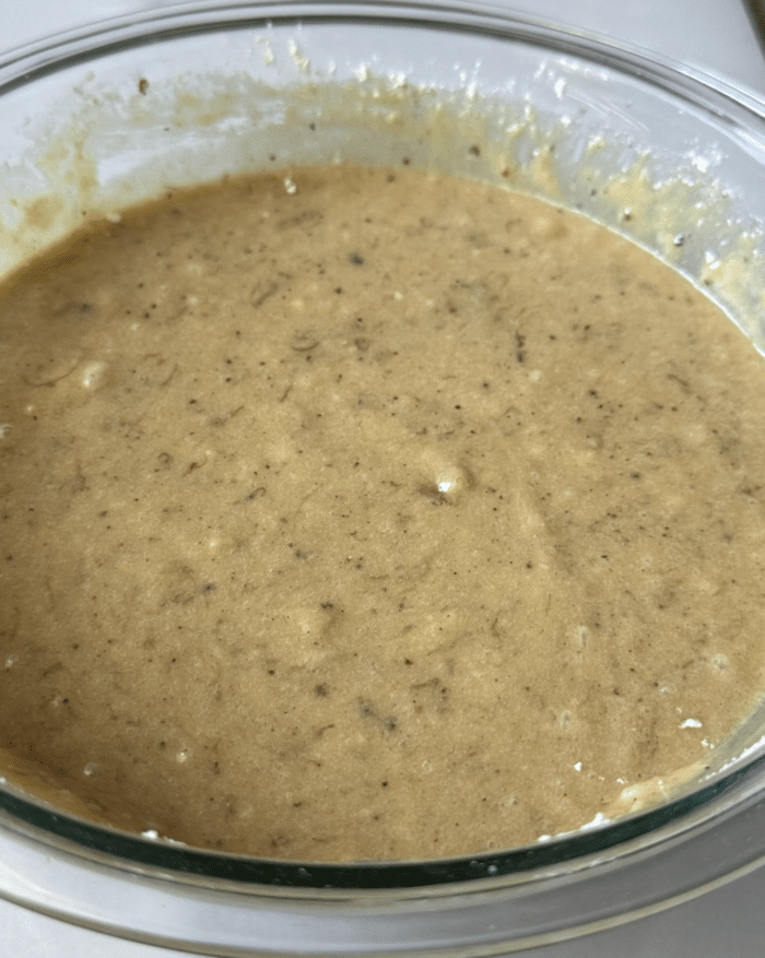 Yellow batter in bowl.