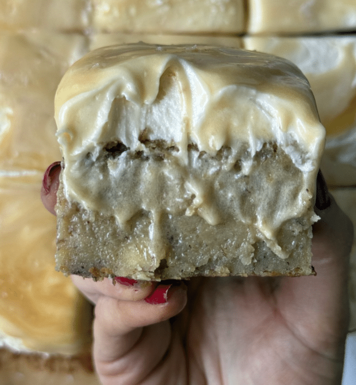 Close up of banana cake.