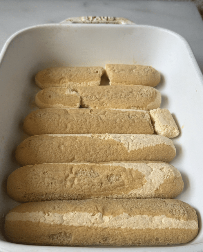 Lady fingers in pan.