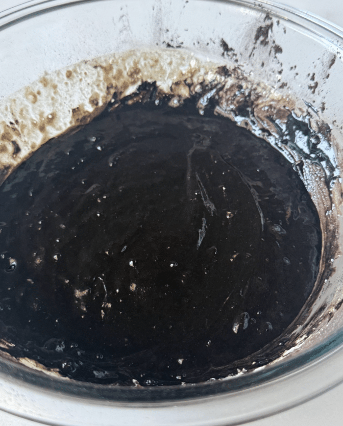 Dark cake batter.