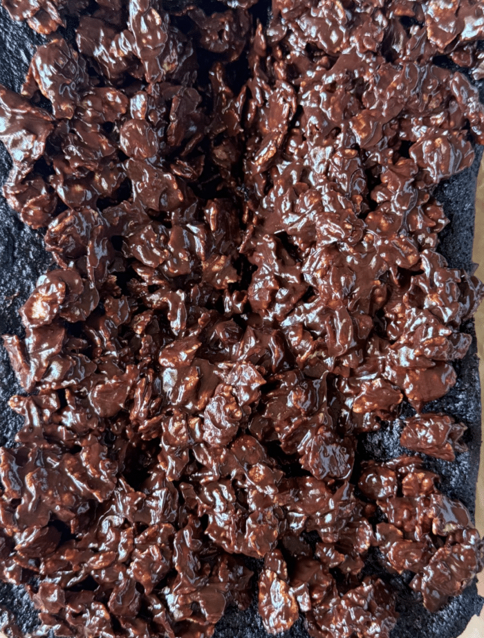 Overview of chocolate cake.