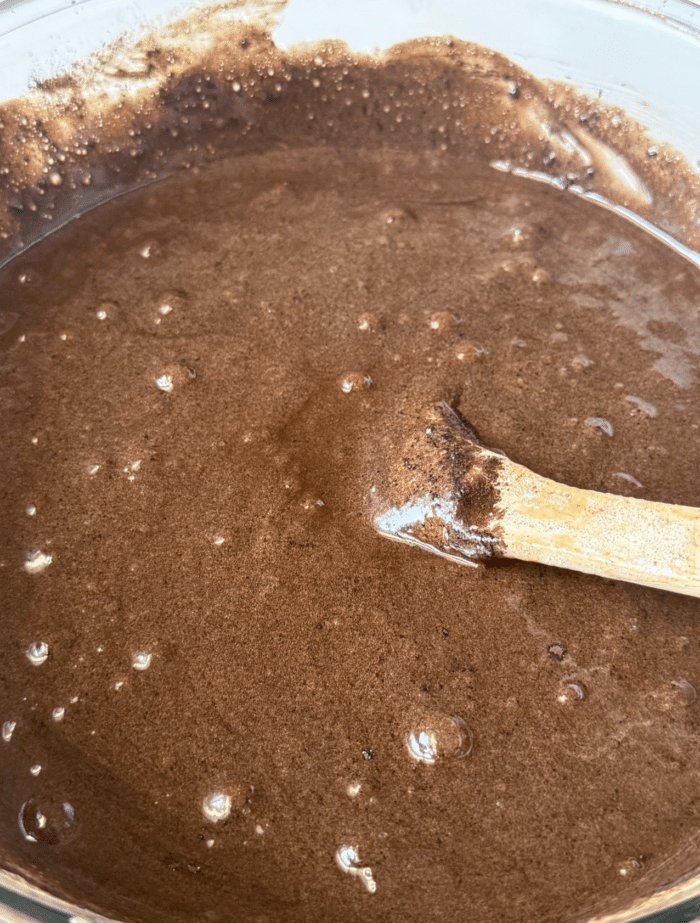 Thick brown batter.