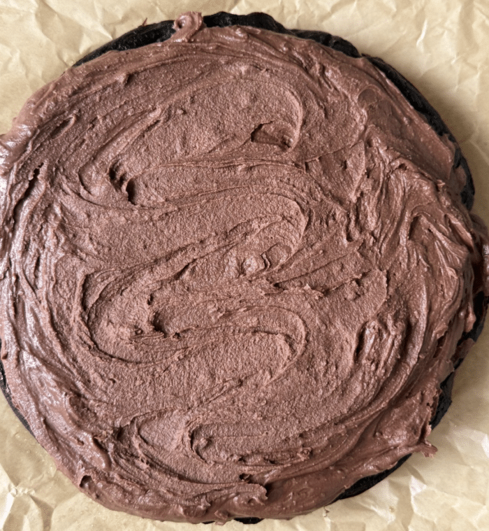 Chocolate frosting circle.