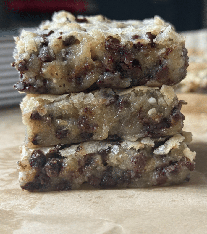 Stack of banana bars.